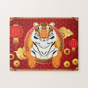 虎中国ののデザイン ジグソーパズル