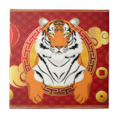 虎中国ののデザイン タイル (正面)