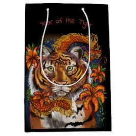 虎中国のの年 ミディアムペーパーバッグ