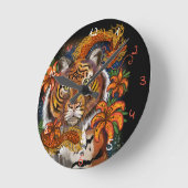 虎中国のの年 ラウンド壁時計 (傾斜)