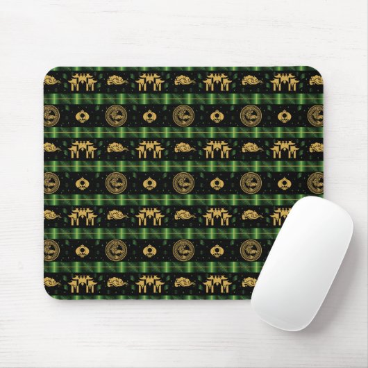 虎中国のの緑のパターンの新年 マウスパッド (マウス)