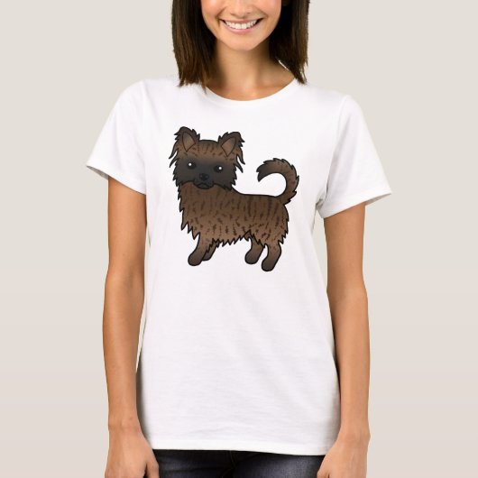 虎柄ロングコートチワワ かわいいキャラクターデザイン Tシャツ (正面)