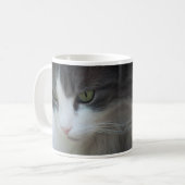 虎猫と白猫の視線 コーヒーマグカップ (正面左)