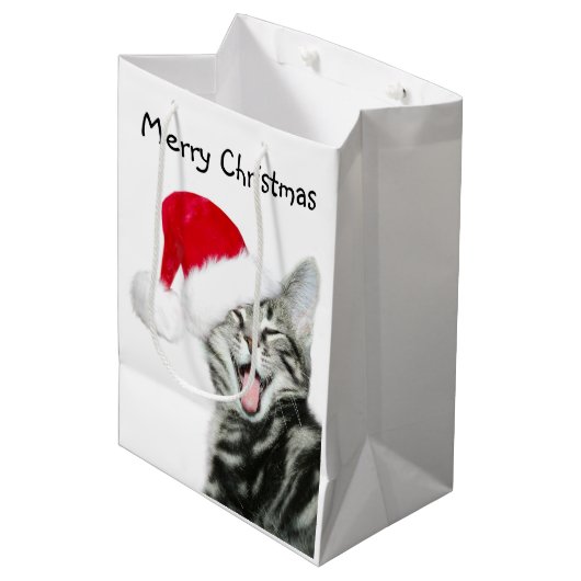 虎猫の子ネコのクリスマス ミディアムペーパーバッグ