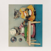 虎猫の子ネコのシェフおよび虎猫の子ネコの助手 ジグソーパズル (縦)