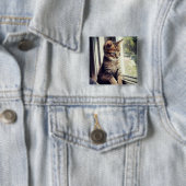 虎猫の子ネコの監視 缶バッジ (インサイチュ)