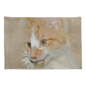 虎猫の子猫と白いデイジー 枕カバー (裏面-右)