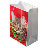 虎猫の子猫のクリスマス ミディアムペーパーバッグ (裏面アングル)