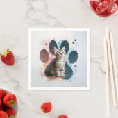 虎猫の子猫の水彩のポープリント スタンダードカクテルナプキン (インサイチュ)