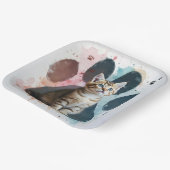 虎猫の子猫の水彩のポープリント ペーパープレート (傾斜あり)