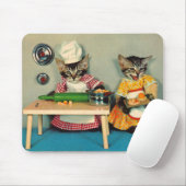 虎猫の子猫シェフと虎猫の子猫アシスタント マウスパッド (マウス)