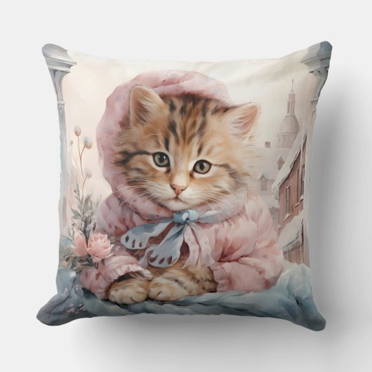 虎猫の子猫 クッション (正面)