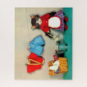 虎猫の洗濯日 ジグソーパズル (縦)