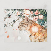 虎猫の芸者白熱［赤熱］光を放つ猫が灯り中国のに ポストカード (正面)