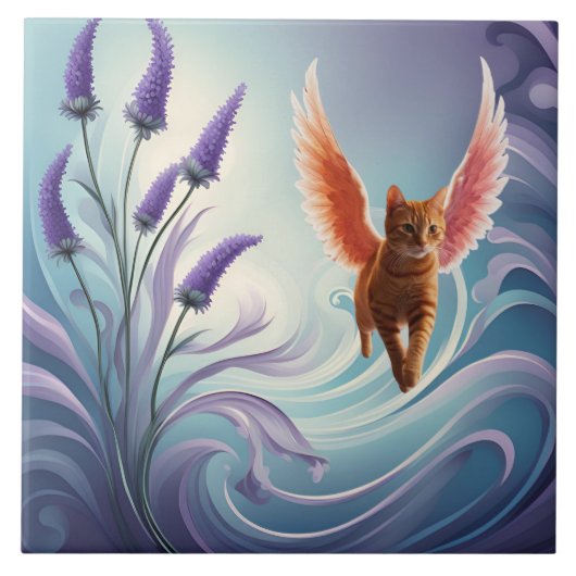 虎猫エンジェル装飾タイル タイル (正面)