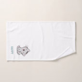 虎猫キティキャット&ネーム文字オンホワイト バスタオルセット (ハンドタオル)