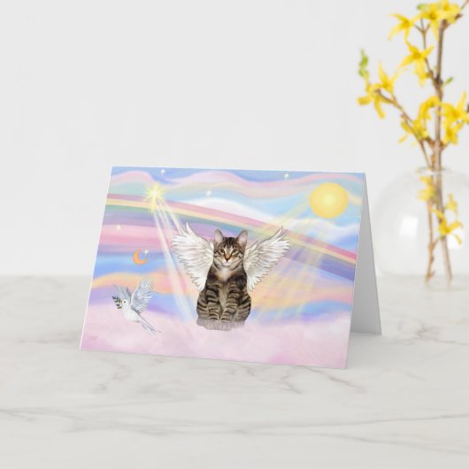 虎猫タイガーキャットエンジェルinクラウド カード (黄色い花)