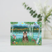 虎猫タイガーキャット – 樺の木 ポストカード (スタンド正面)