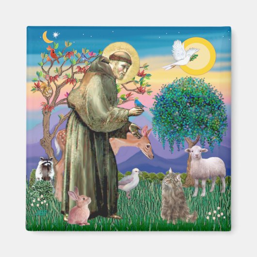 虎猫ノルウェーフォレストキャットセントフランシス マグネット (正面)