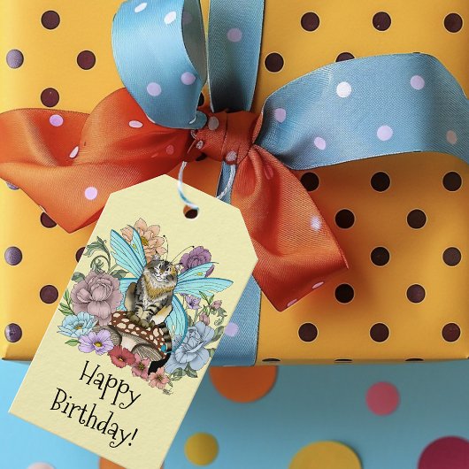 虎猫フェアリー猫キノコフローラ ギフトタグ