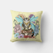 虎猫フェアリー猫キノコフローラ クッション (正面)