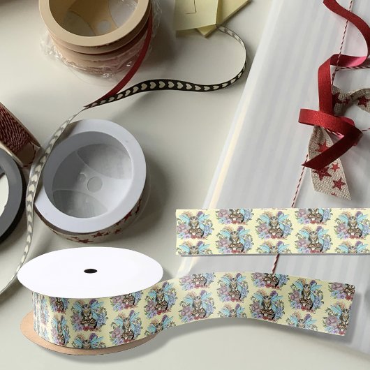 虎猫フェアリー猫キノコフローラ サテンリボン