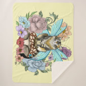 虎猫フェアリー猫キノコフローラ シェルパブランケット (正面)