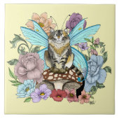 虎猫フェアリー猫キノコフローラ タイル (正面)