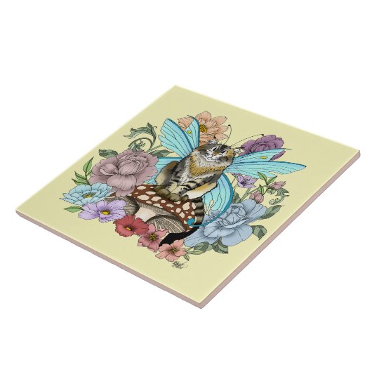 虎猫フェアリー猫キノコフローラ タイル (側面)