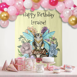 虎猫フェアリー猫キノコフローラ タペストリー