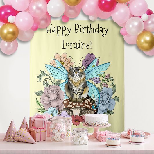 虎猫フェアリー猫キノコフローラ タペストリー