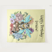 虎猫フェアリー猫キノコフローラ タペストリー (正面(横))