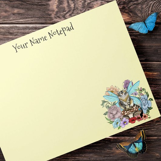 虎猫フェアリー猫キノコフローラ ノートパッド