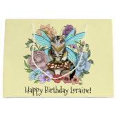 虎猫フェアリー猫キノコフローラ ラージペーパーバッグ (正面)