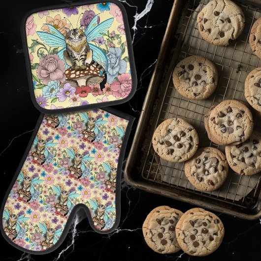 虎猫フェアリー猫キノコフローラ 鍋つかみ&鍋敷きセット