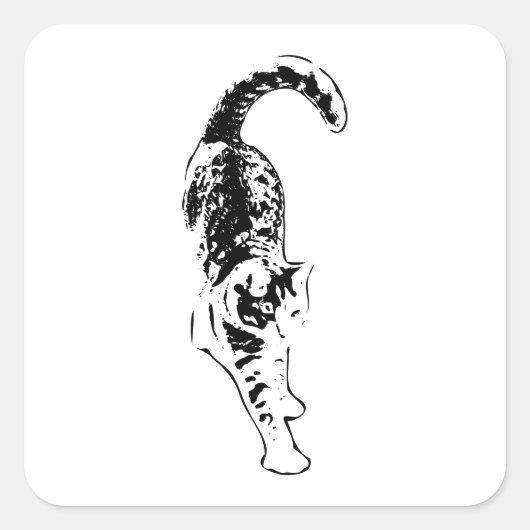 虎猫フローステッカー スクエアシール (正面)