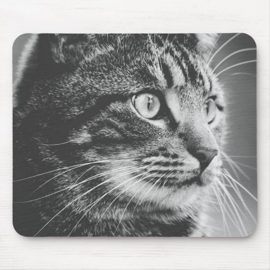 虎猫プロファイル | Big Eyes |白黒 マウスパッド (正面)