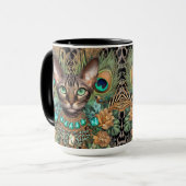 虎猫ベンガルキャットフローラアート マグカップ (正面左)