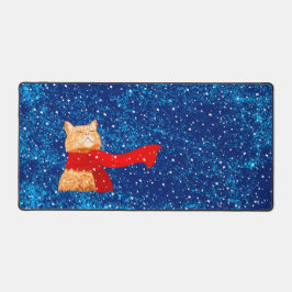 虎猫ラブスノー デスクマット