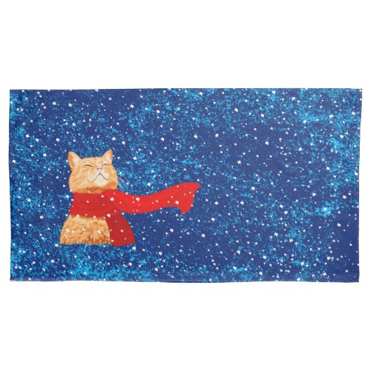 虎猫ラブスノー 枕カバー (正面左)