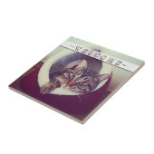 虎猫リラックスズインハットクローズアップ写真カスタム タイル (側面)