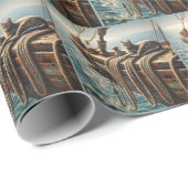 虎猫ロープ航海ののキャップ ラッピングペーパー (ロールコーナー)