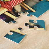 虎猫子猫の朝食 ジグソーパズル (側面)