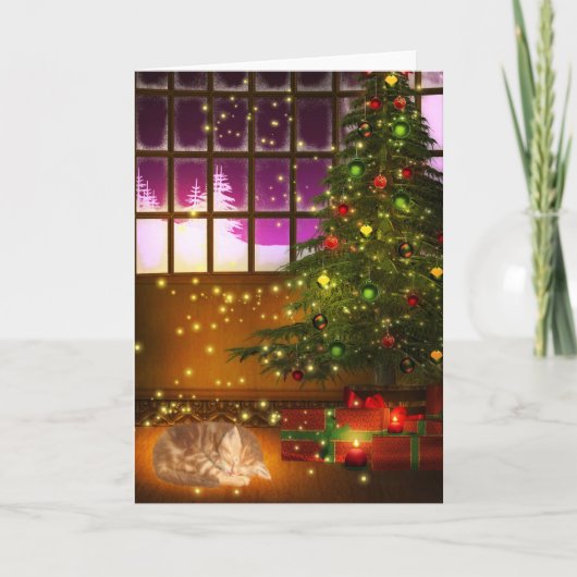 虎猫子猫クリスマス シーズンカード (正面)