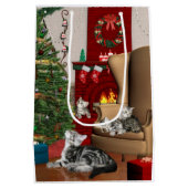 虎猫子猫ファミリークリスマス ミディアムペーパーバッグ (裏面)