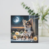 虎猫犬誕生日カード、犬の誕生日の犬、虎猫B シーズンカード (スタンド正面)