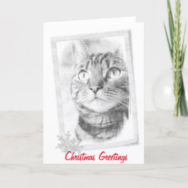 虎猫猫のスケッチのクリスマスカード シーズンカード