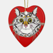 虎猫猫のハートのオーナメント セラミックオーナメント (左)
