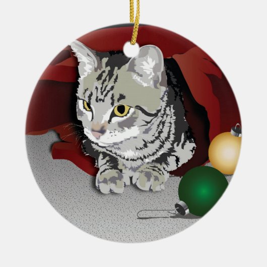 虎猫猫の休日のオーナメント セラミックオーナメント (正面)