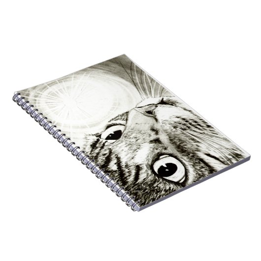 虎猫猫の豆電球のスケッチの芸術のノート ノートブック (右側)